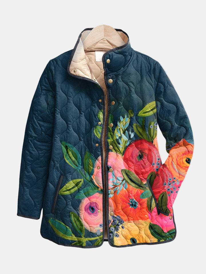 Cordelia | Quilted Jacket with Painted Flowers