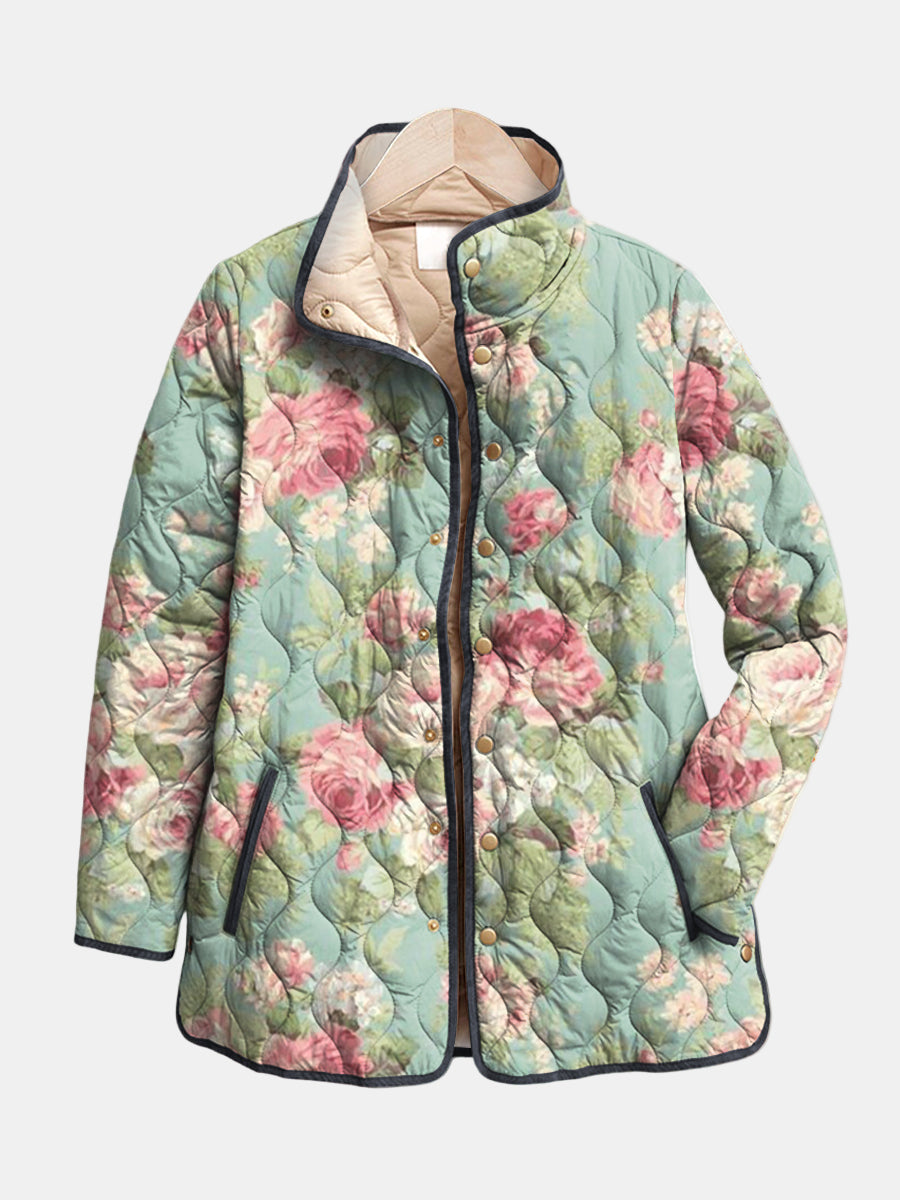 Primrose | Quilted Jacket with Light Antique Roses