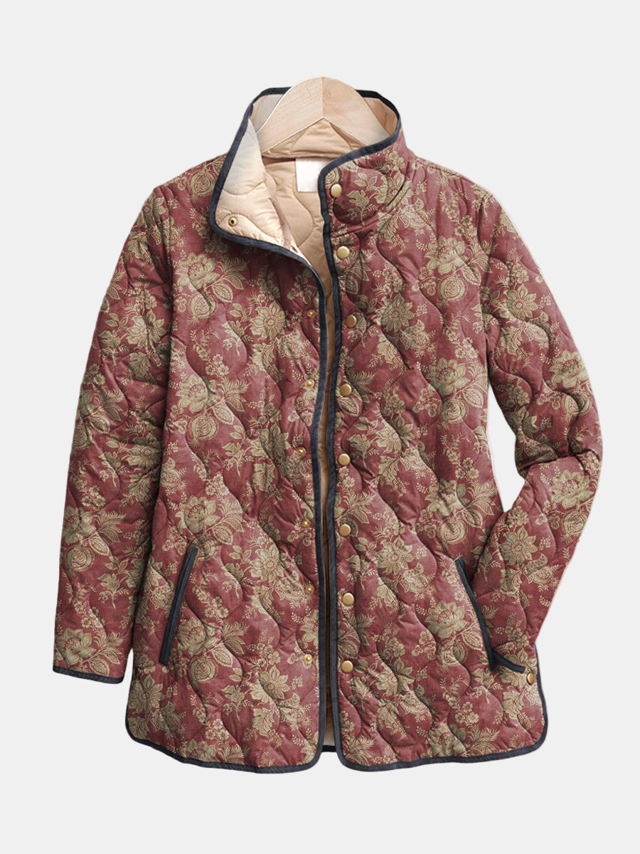 Gwendolyn | Quilted Damask Plum Jacket