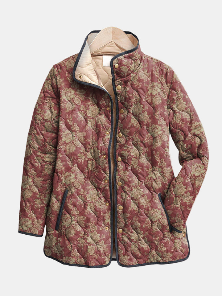 Gwendolyn | Quilted Damask Plum Jacket