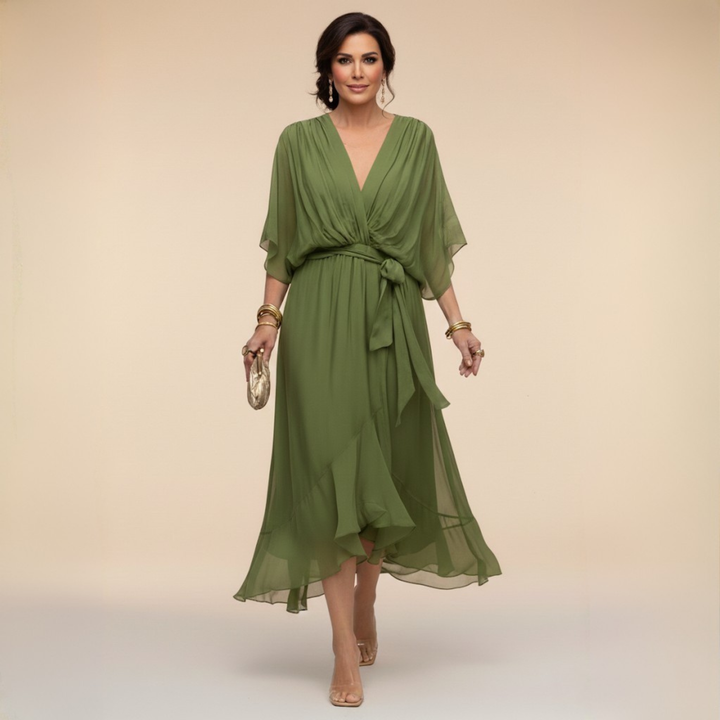 Marta | Chiffon Dress with V-Neck