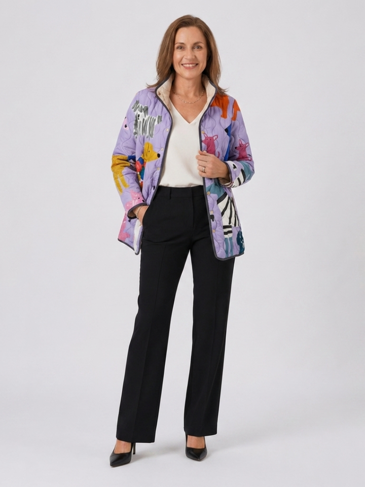 Winifred | Quilted Jacket with Little Dogs
