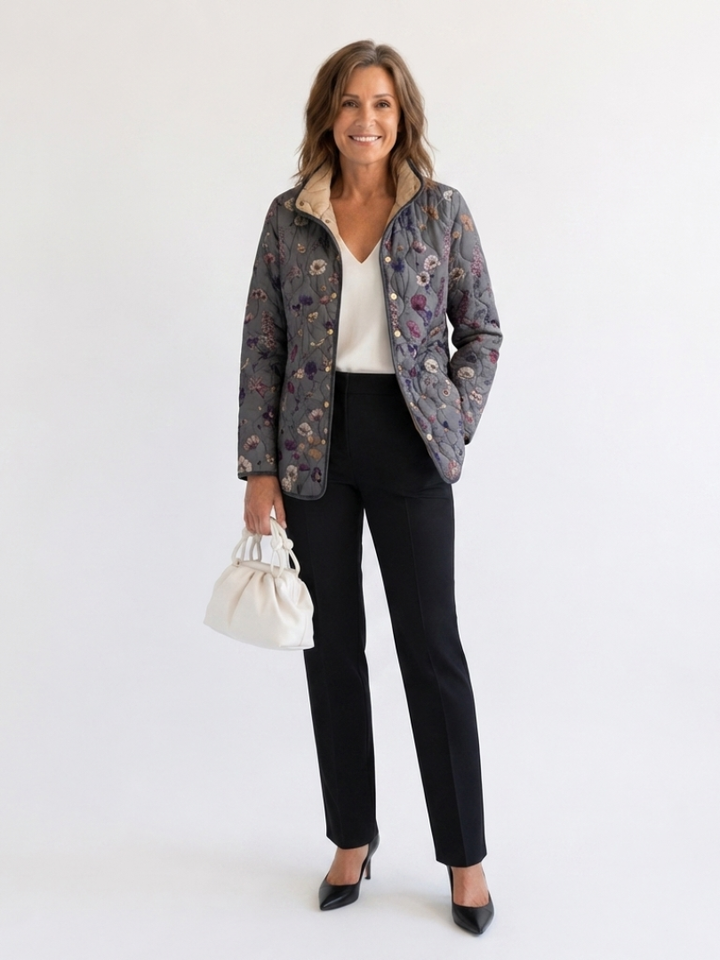 Elspeth | Quilted Jacket with Dried Flowers