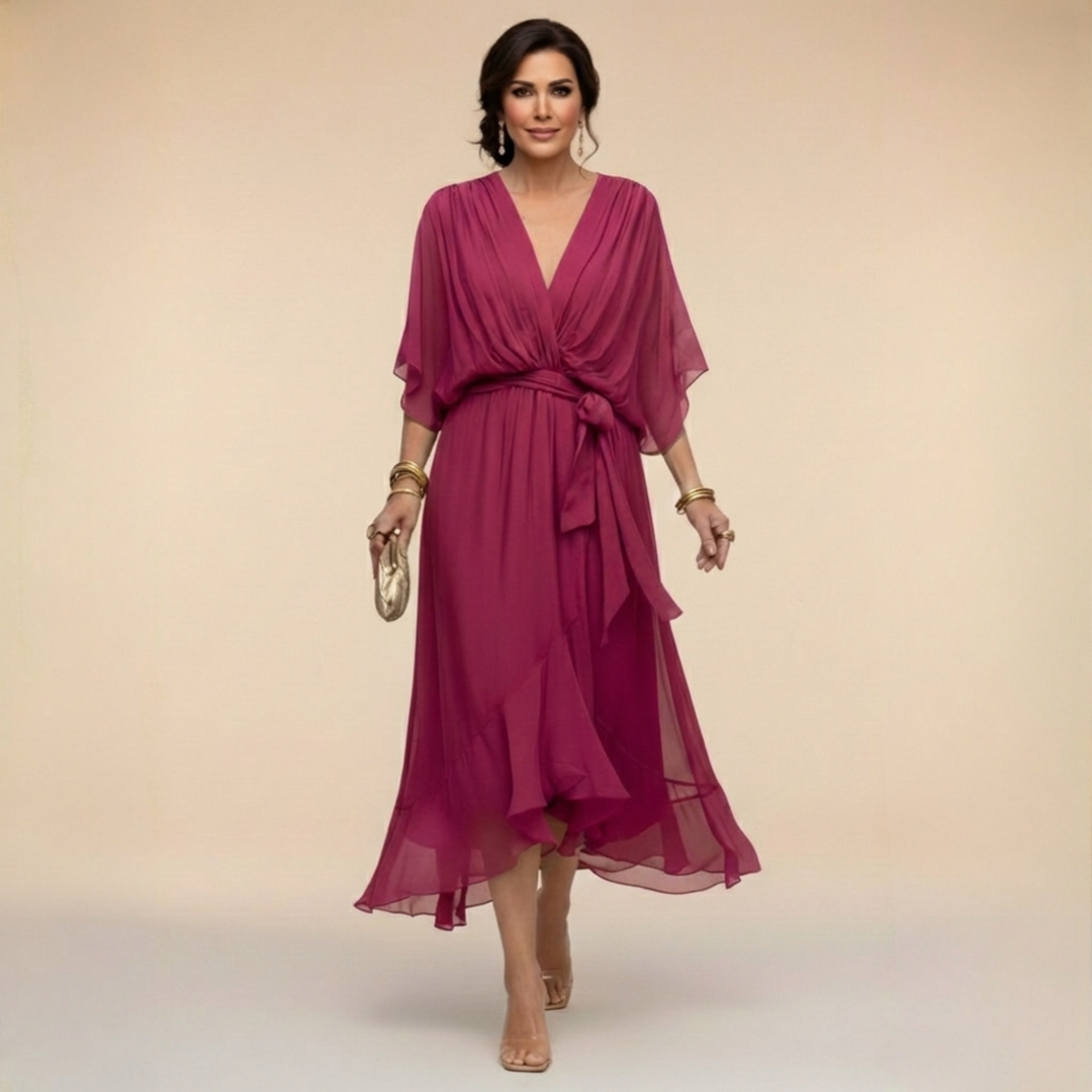 Marta | Chiffon Dress with V-Neck