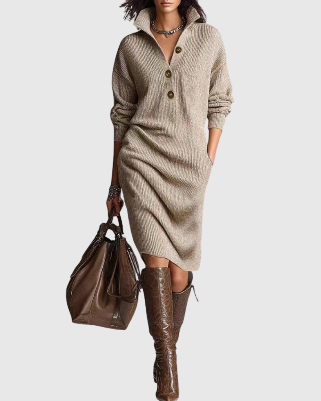 Arianell | Wool Winter Knit Midi Dress