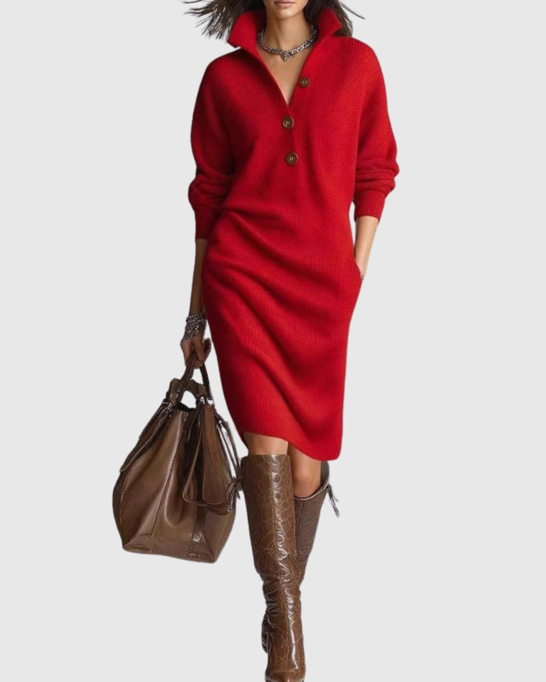 Arianell | Wool Winter Knit Midi Dress