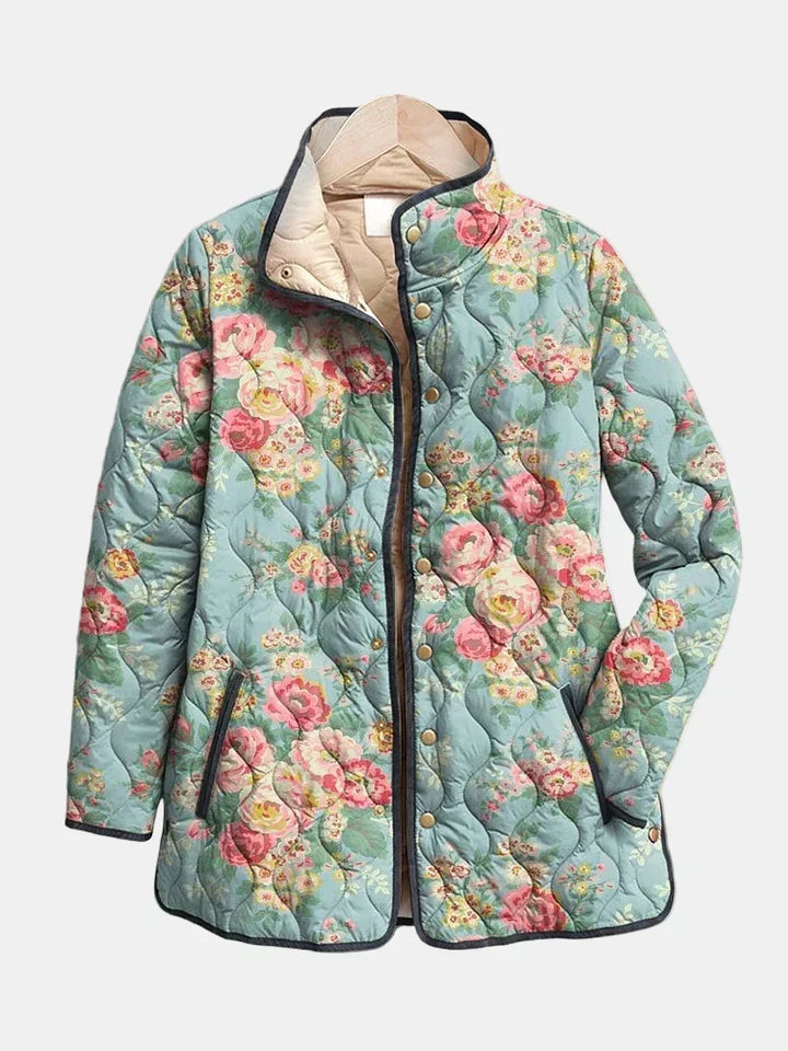 Celia | Quilted Jacket with Celadon Roses