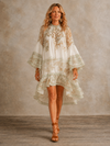 Mirabel | Ivory Boho Print High-Low Hem Mini Dress