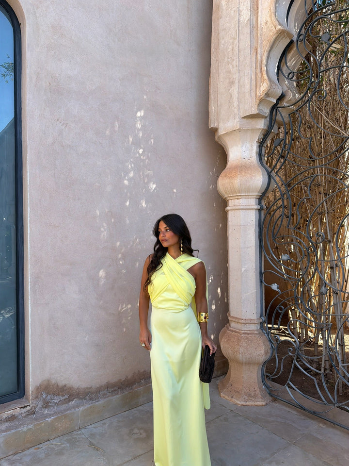 Triana | Yellow Draped Maxi Dress
