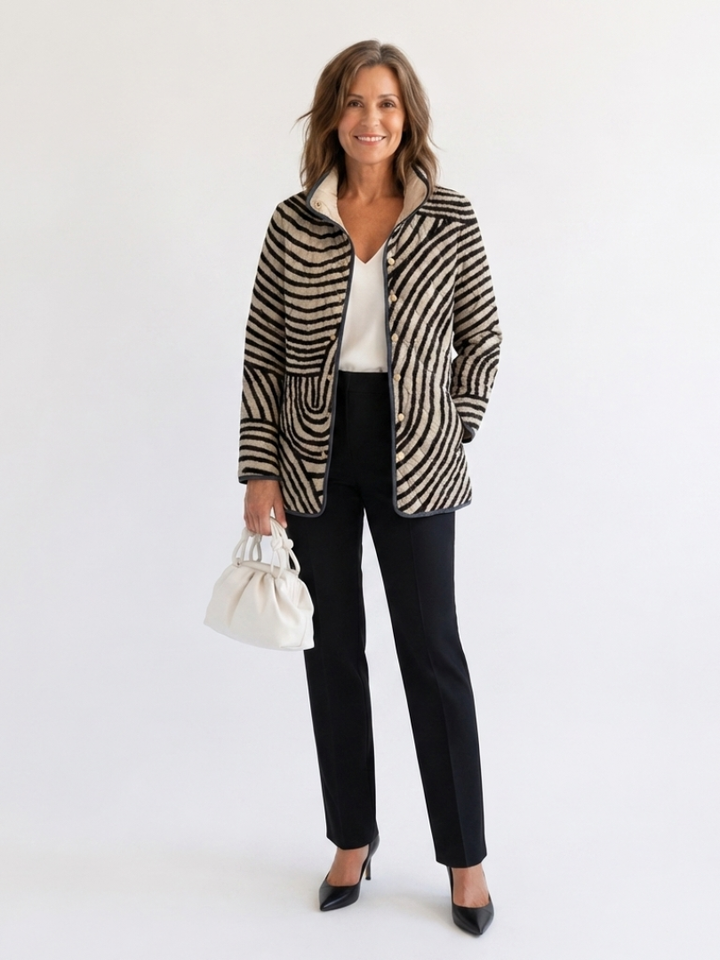 Edith | Quilted Jacket with Hand-Drawn Circles