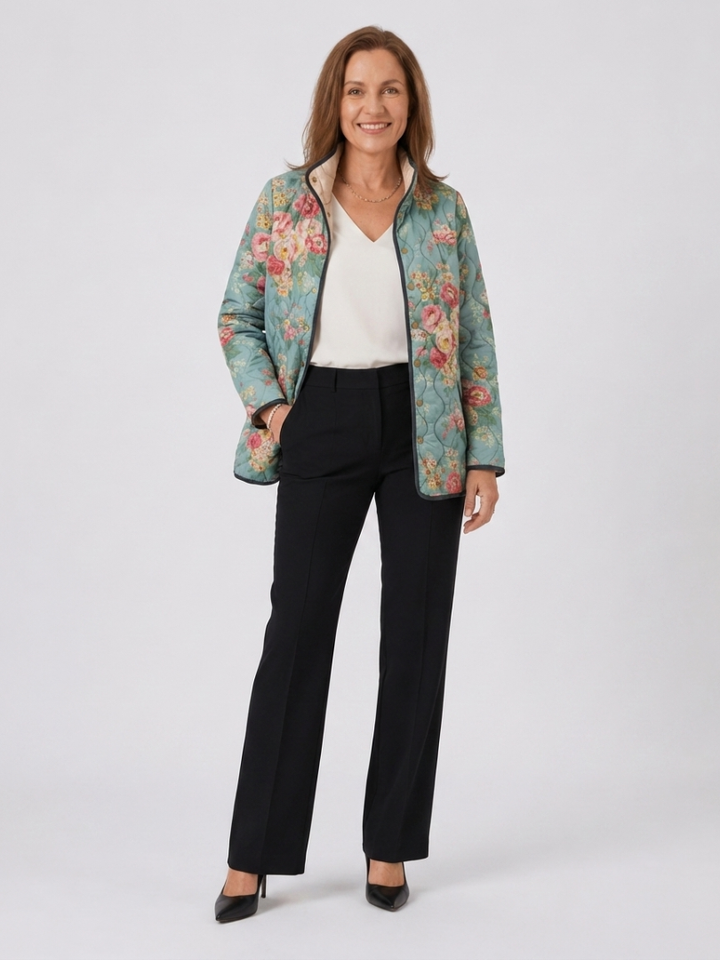 Celia | Quilted Jacket with Celadon Roses