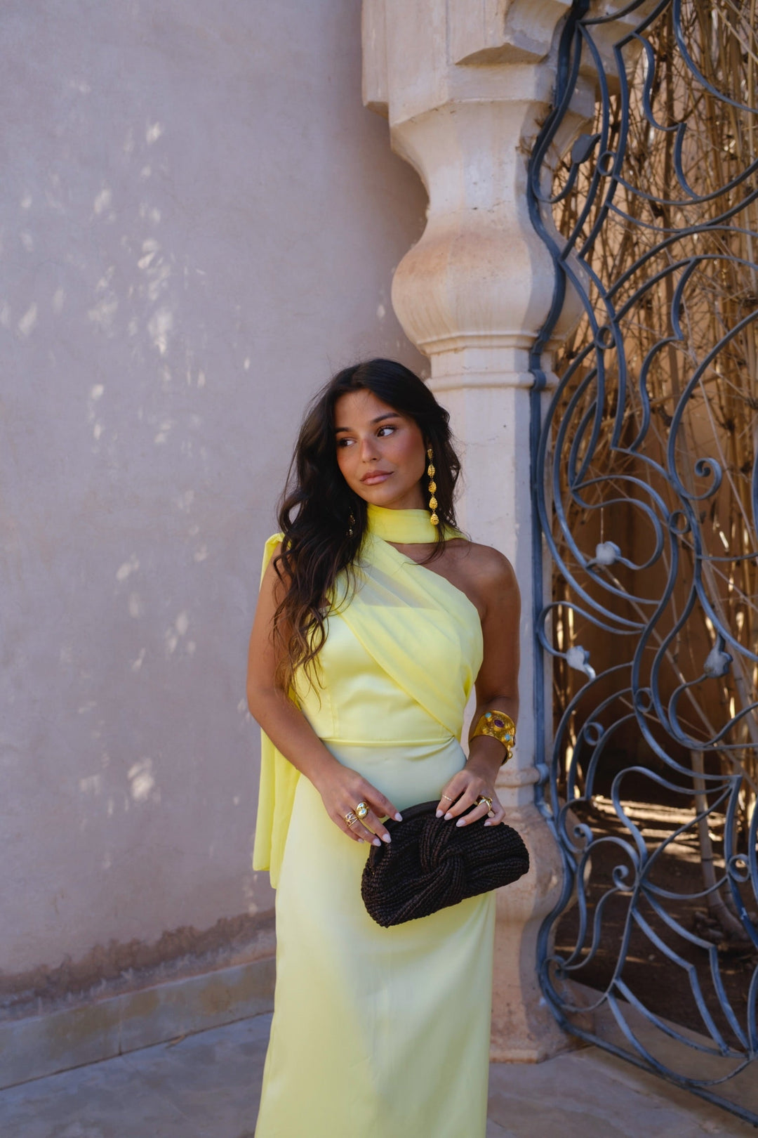 Triana | Yellow Draped Maxi Dress