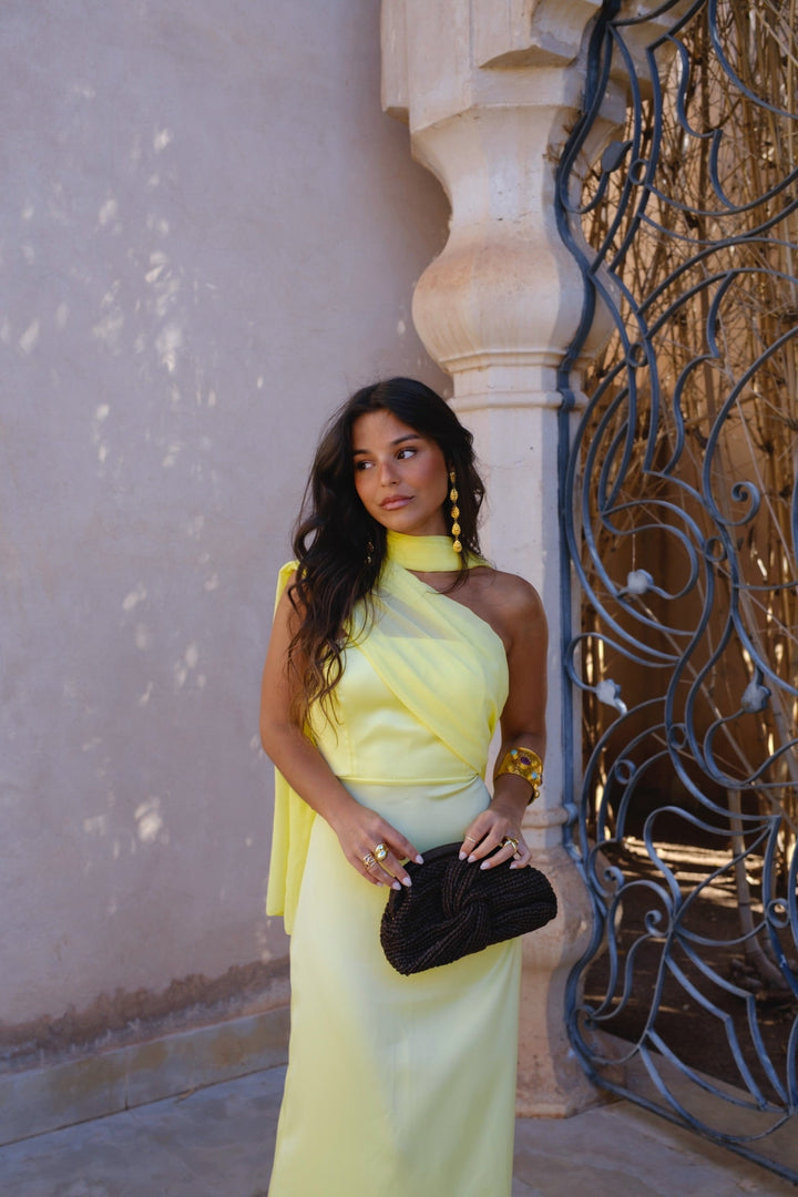 Triana | Yellow Draped Maxi Dress