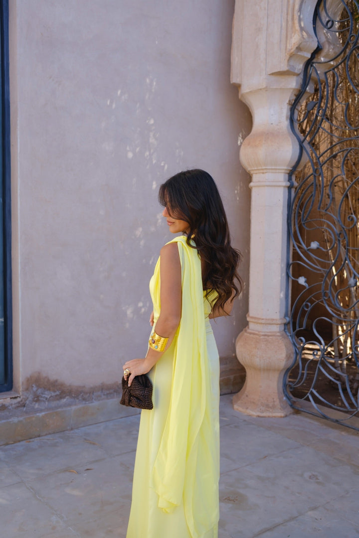 Triana | Yellow Draped Maxi Dress