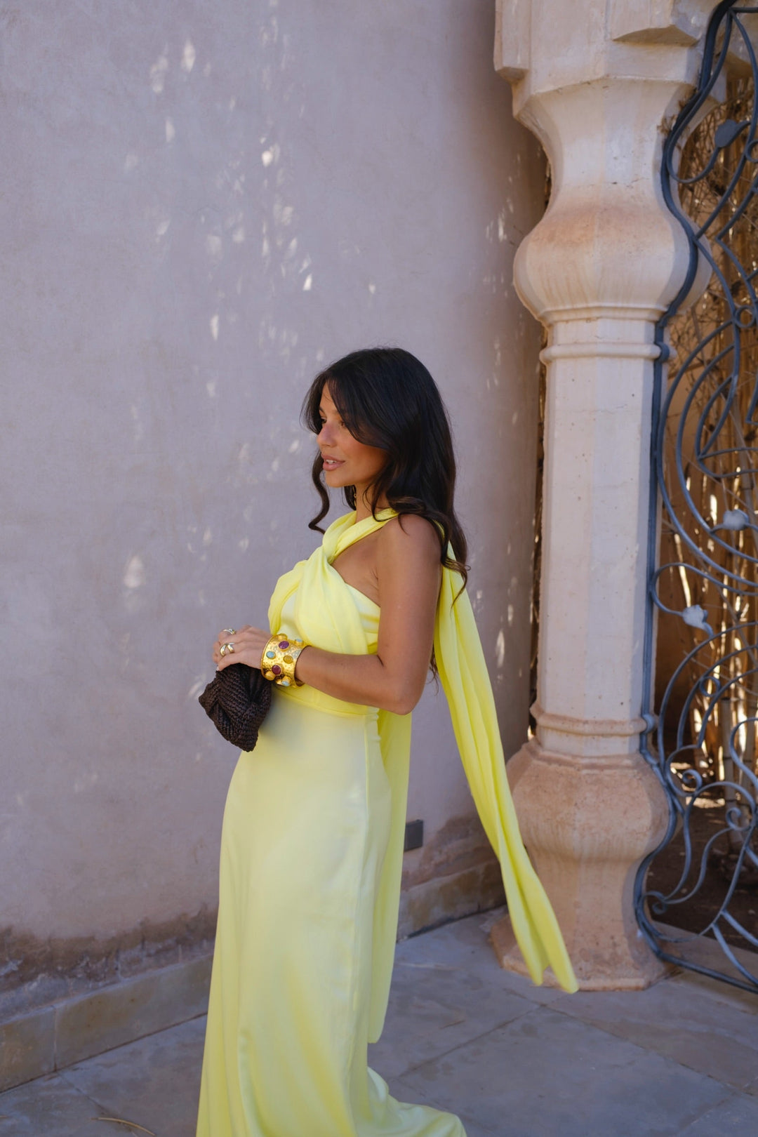 Triana | Yellow Draped Maxi Dress