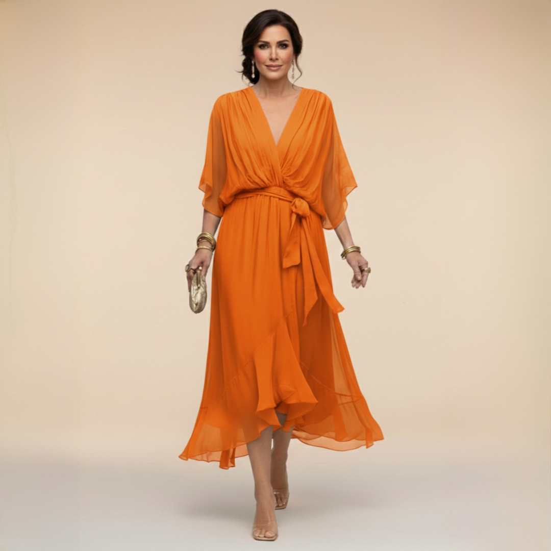 Marta | Chiffon Dress with V-Neck