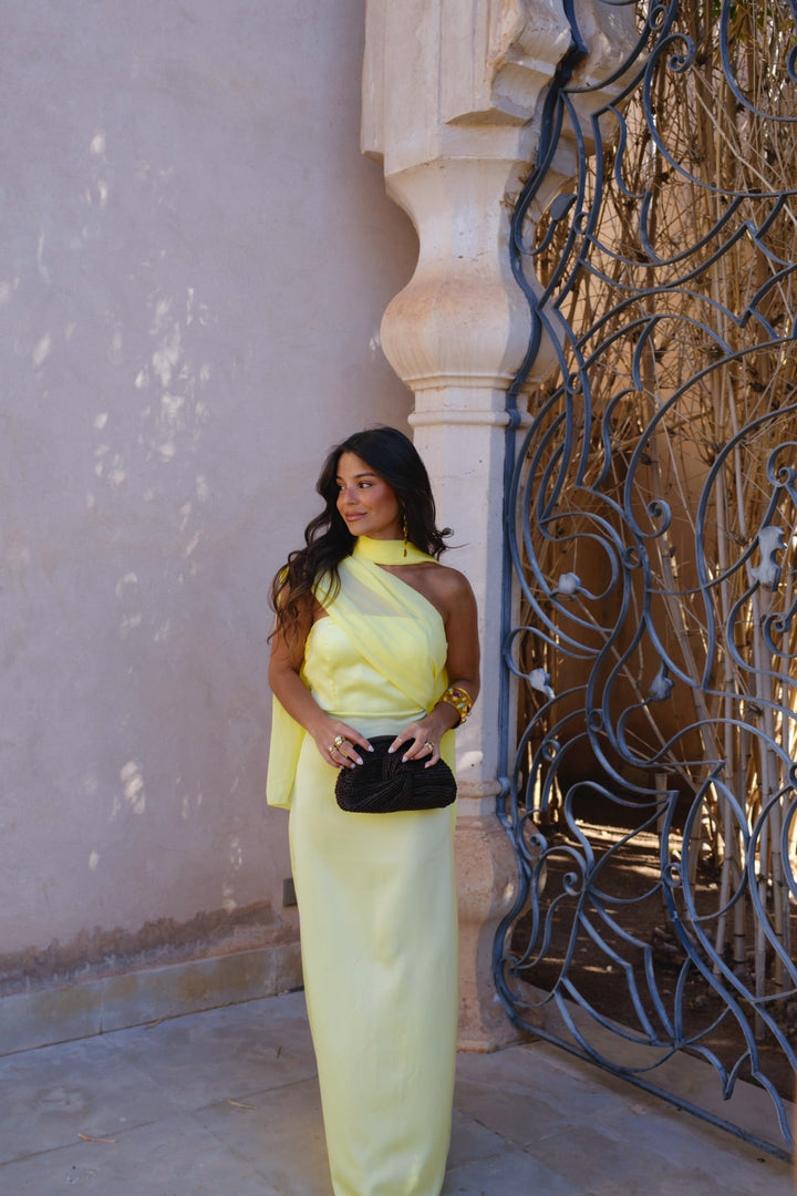 Triana | Yellow Draped Maxi Dress