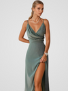 Valentina | Satin Dress with Elegant Flowing Neckline