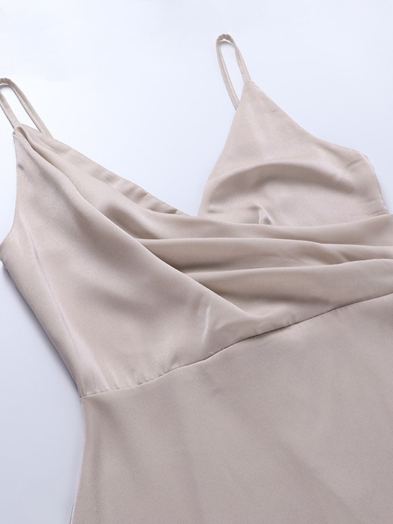 Valentina | Satin Dress with Elegant Flowing Neckline