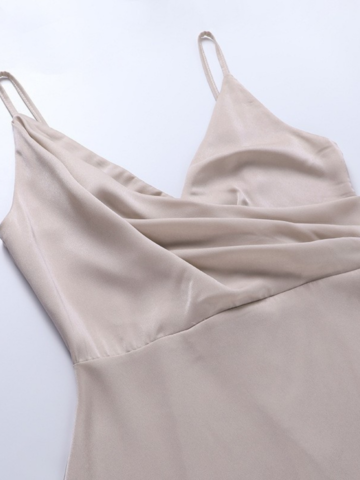 Valentina | Satin Dress with Elegant Flowing Neckline