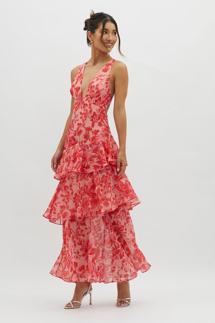 Lisa | Floral Ruffle Maxi Dress