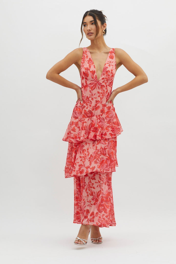 Lisa | Floral Ruffle Maxi Dress