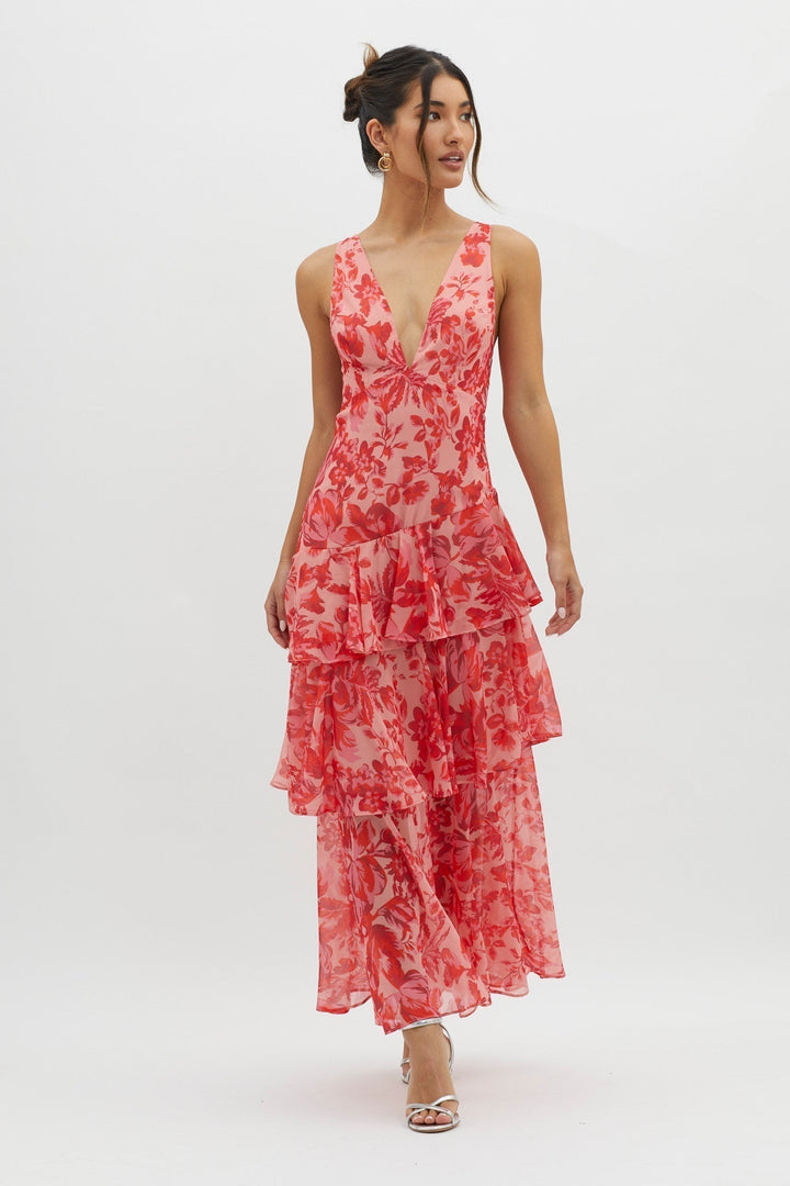Lisa | Floral Ruffle Maxi Dress