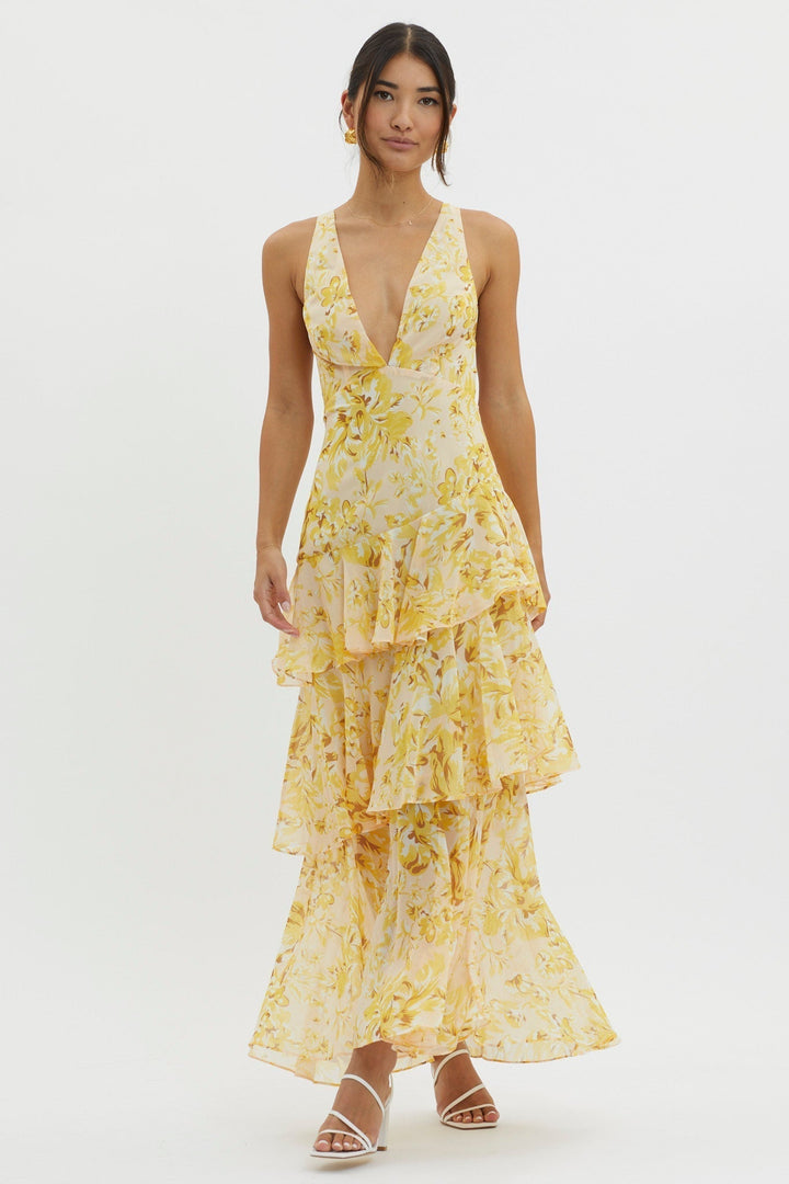 Lisa | Floral Ruffle Maxi Dress