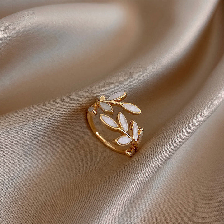 Leaf & Opal Adjustable Ring