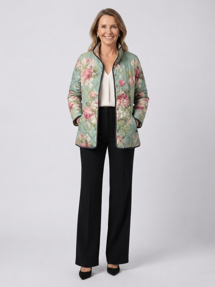Primrose | Quilted Jacket with Light Antique Roses
