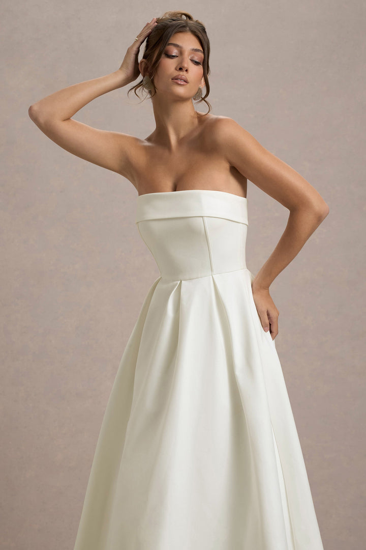Anne | Stylish Midi Dress with Off-Shoulder Neckline