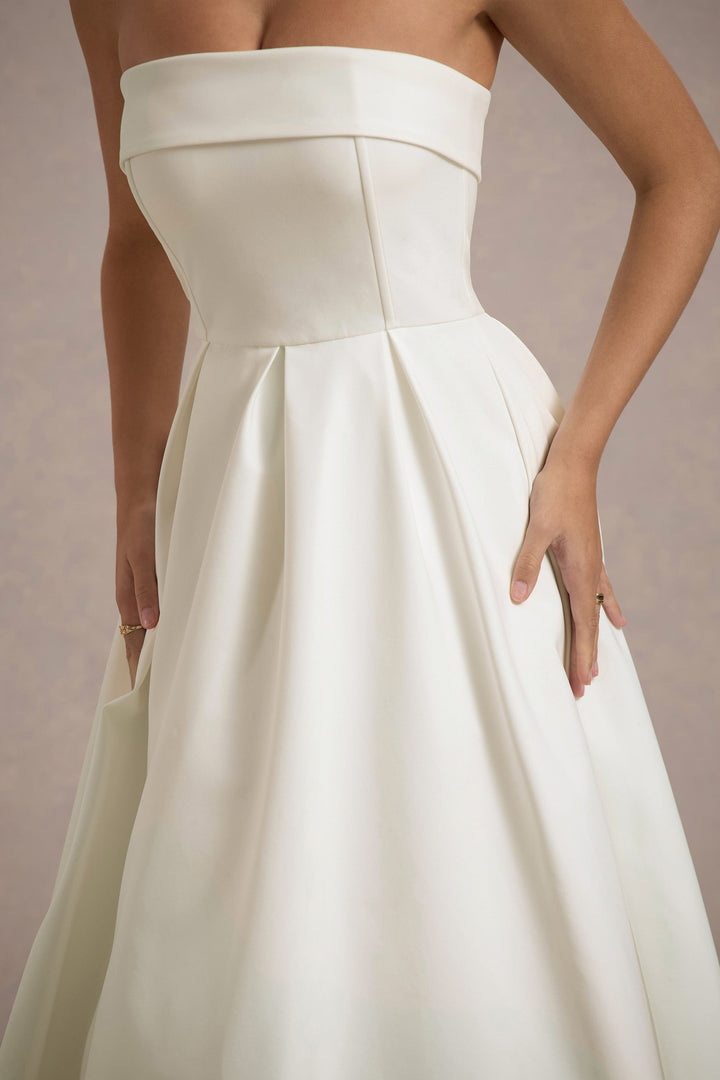 Anne | Stylish Midi Dress with Off-Shoulder Neckline