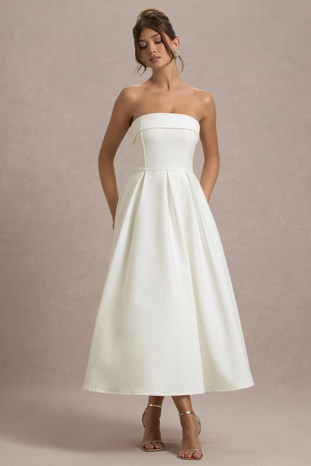 Anne | Stylish Midi Dress with Off-Shoulder Neckline