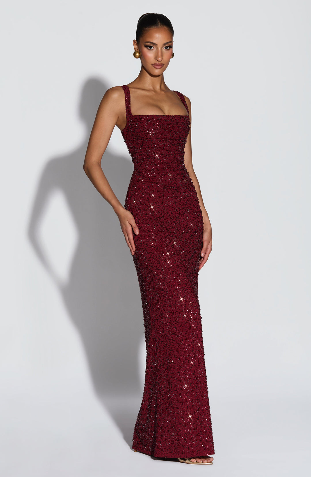 Arabella | Sparkle Maxi Dress with Square Neckline