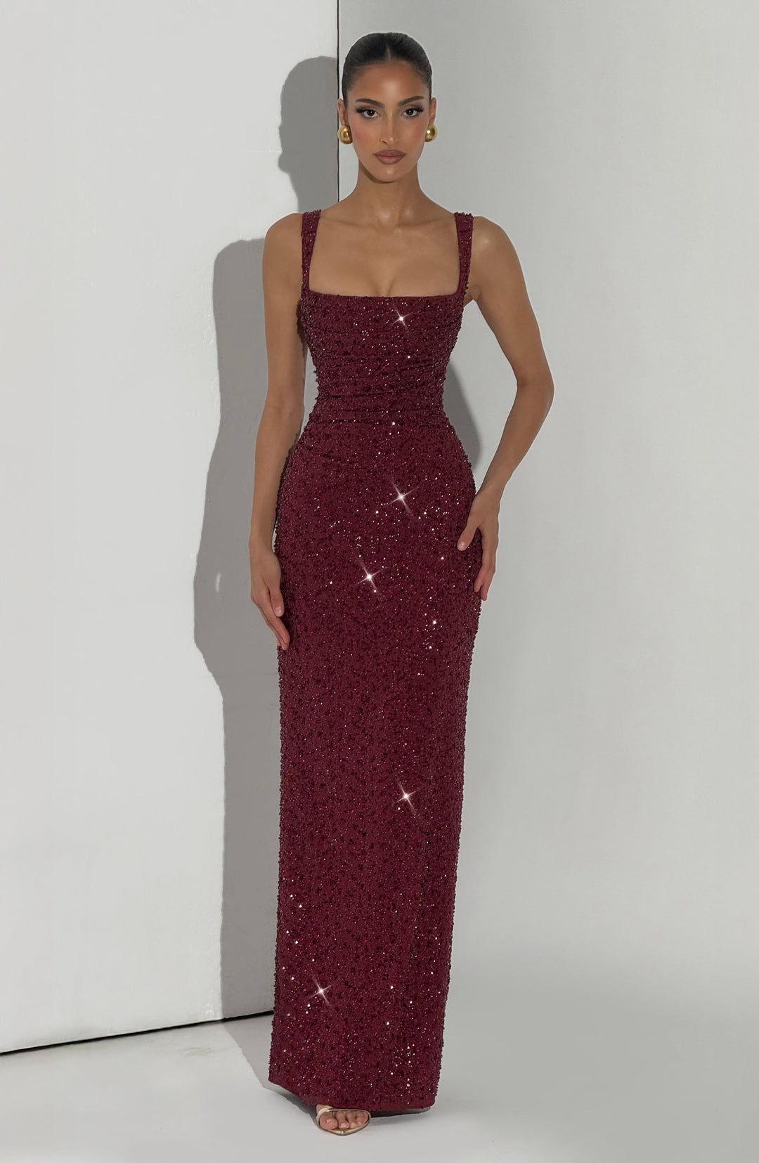 Arabella | Sparkle Maxi Dress with Square Neckline
