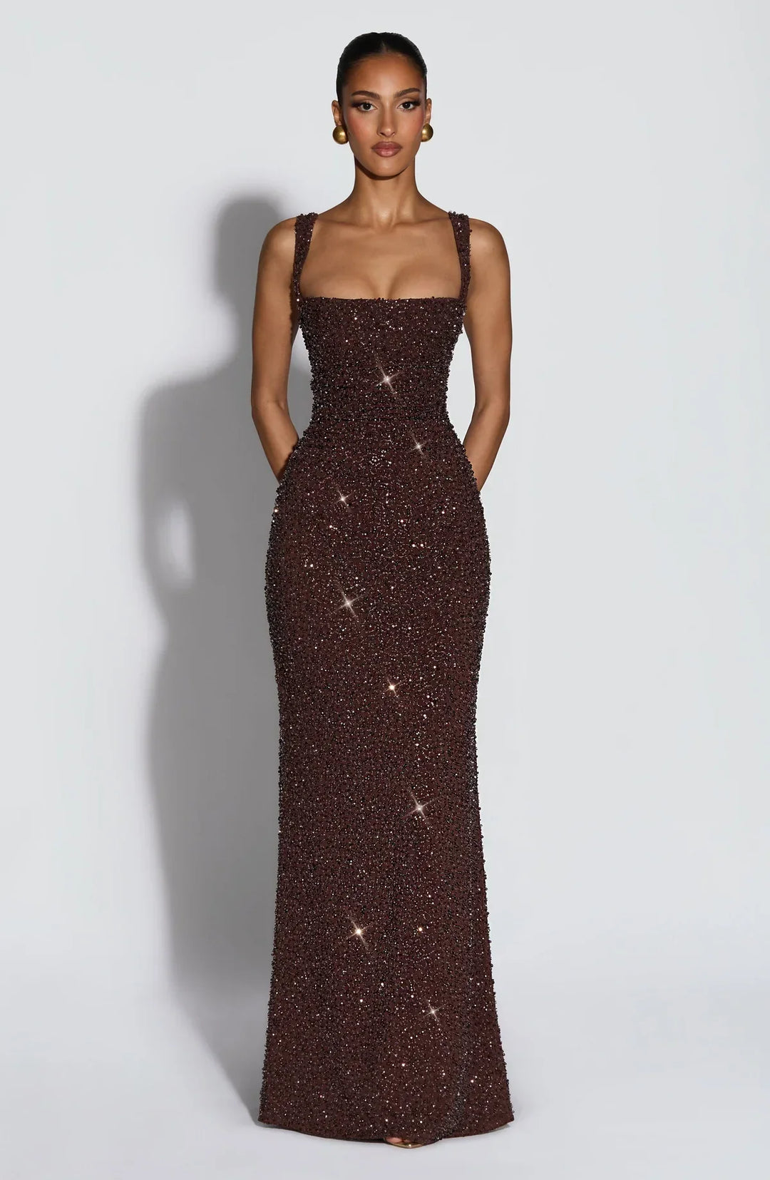 Arabella | Sparkle Maxi Dress with Square Neckline