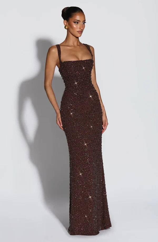 Arabella | Sparkle Maxi Dress with Square Neckline