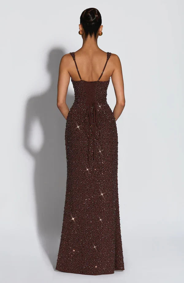 Arabella | Sparkle Maxi Dress with Square Neckline