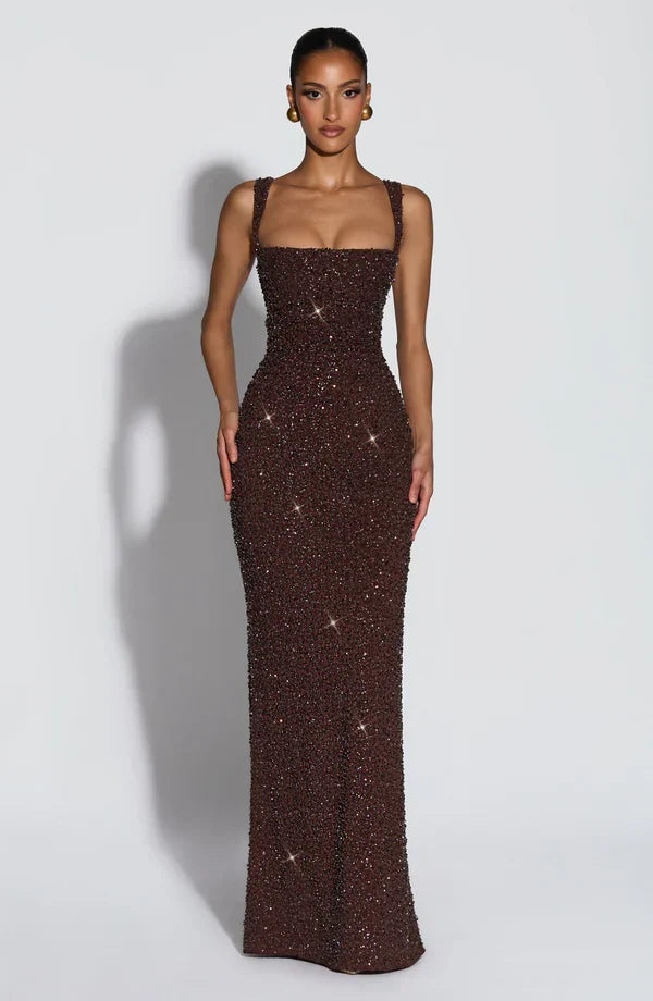 Arabella | Sparkle Maxi Dress with Square Neckline