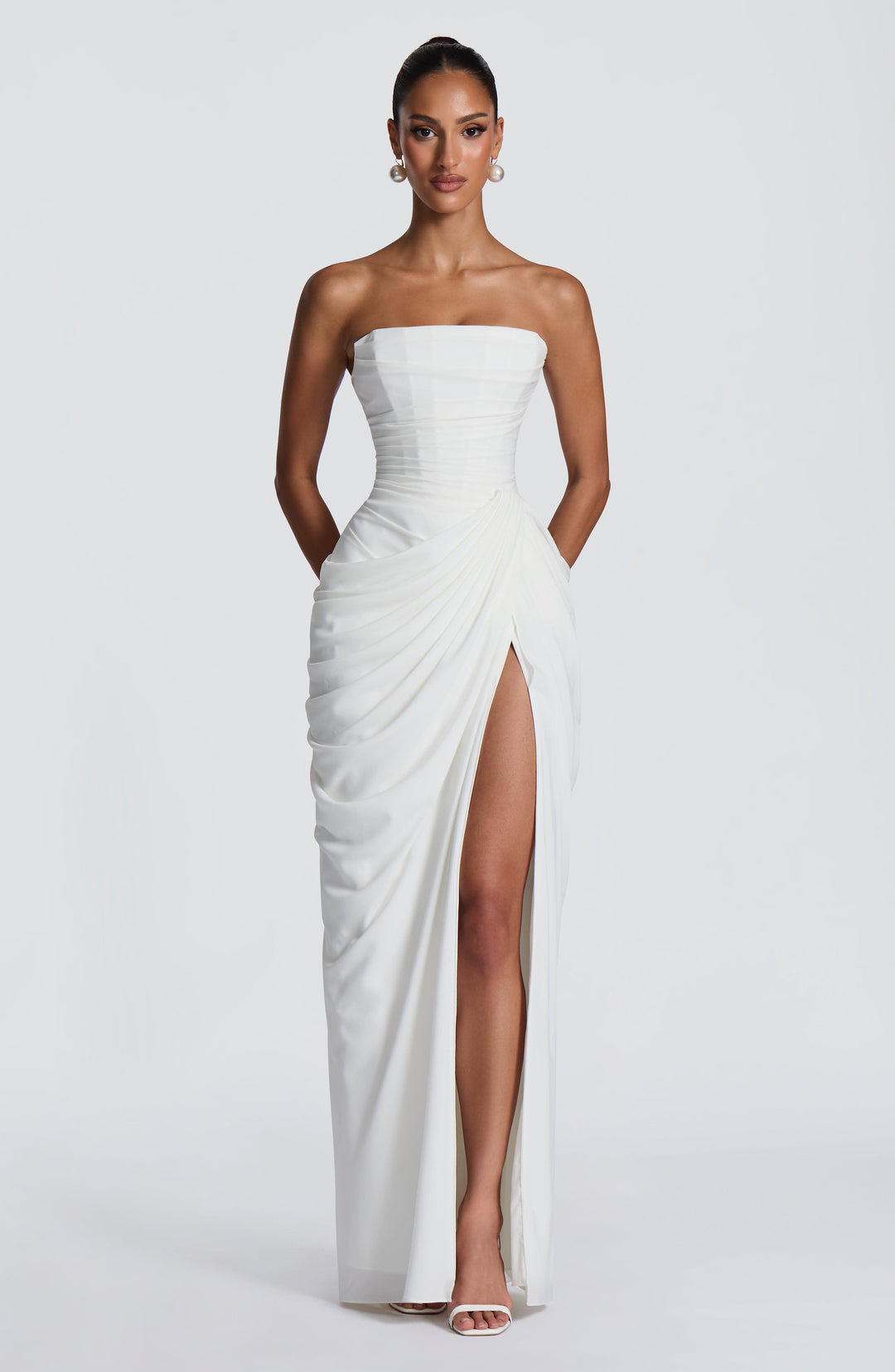 Hannah | Elegant Maxi Dress with Draping and High Split