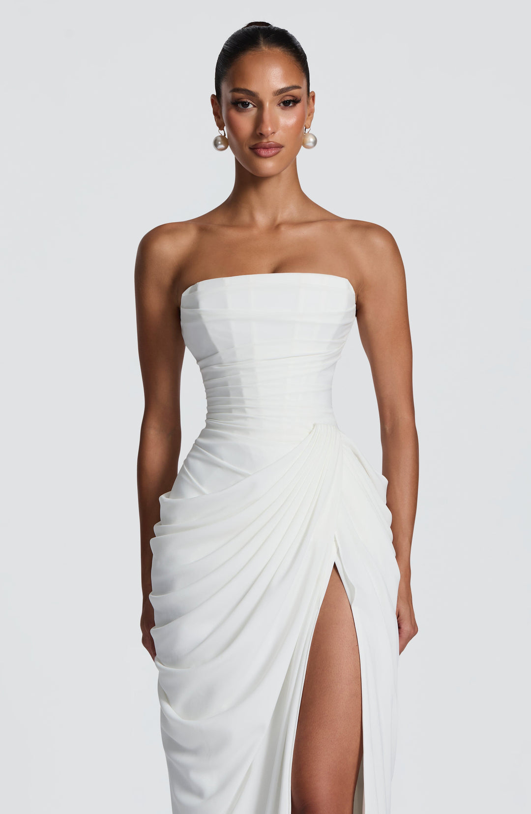 Hannah | Elegant Maxi Dress with Draping and High Split