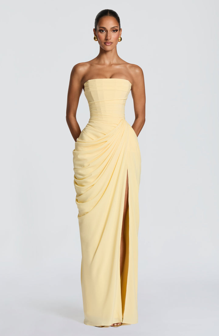 Hannah | Elegant Maxi Dress with Draping and High Split