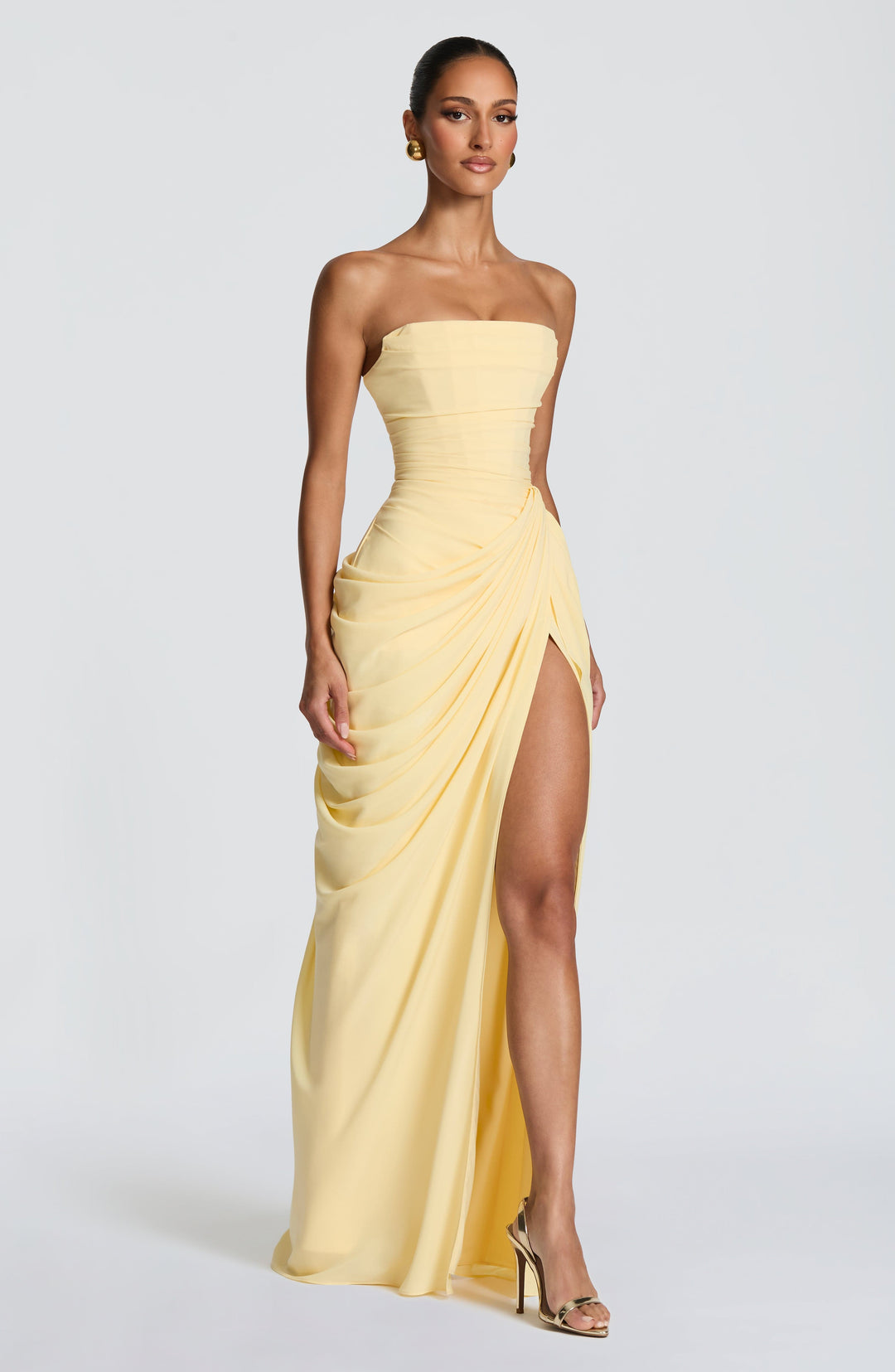 Hannah | Elegant Maxi Dress with Draping and High Split