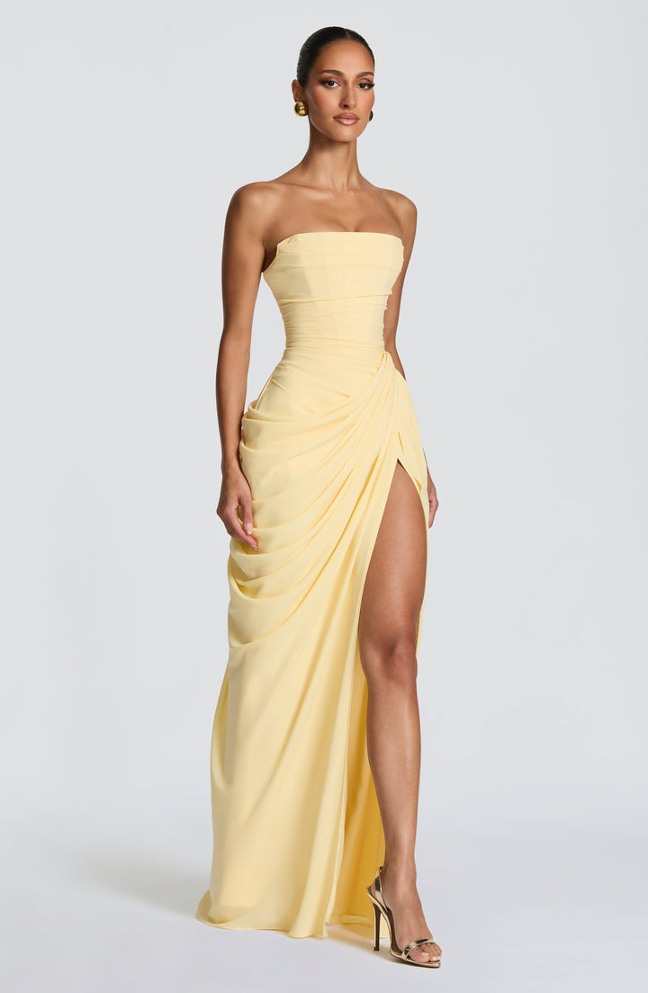 Hannah | Elegant Maxi Dress with Draping and High Split