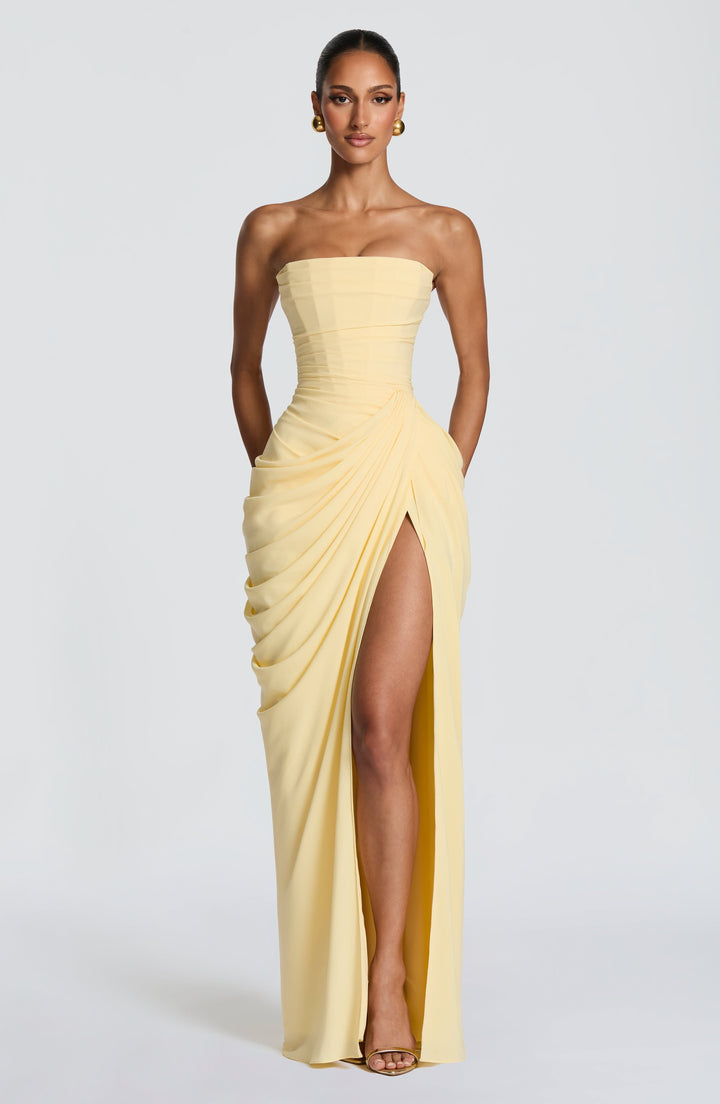 Hannah | Elegant Maxi Dress with Draping and High Split
