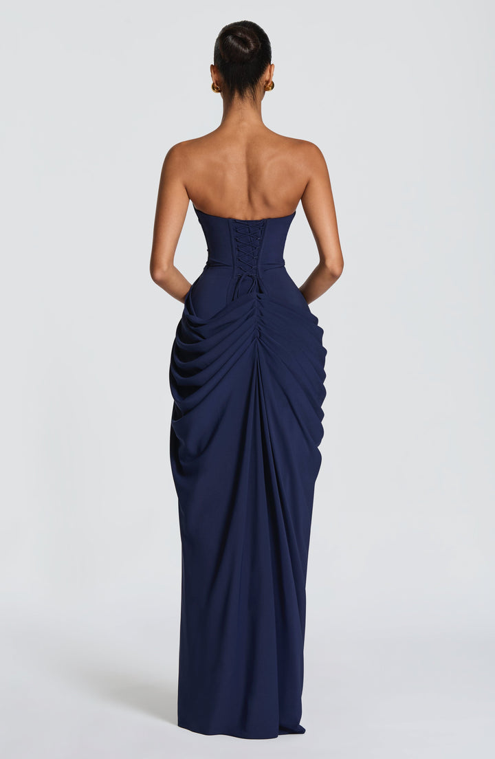 Hannah | Elegant Maxi Dress with Draping and High Split
