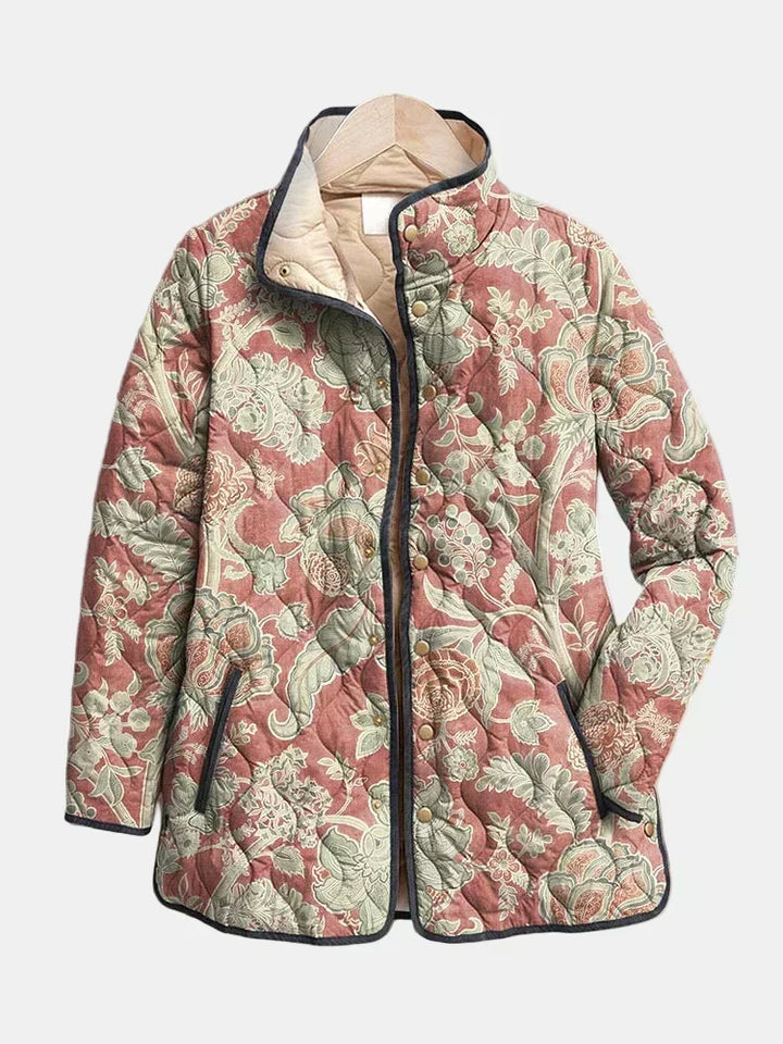 Hazel | Quilted Terracotta Damask Jacket