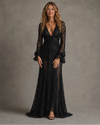 Morgana | Black Plunge V-Neck Sleeve Maxi Dress
