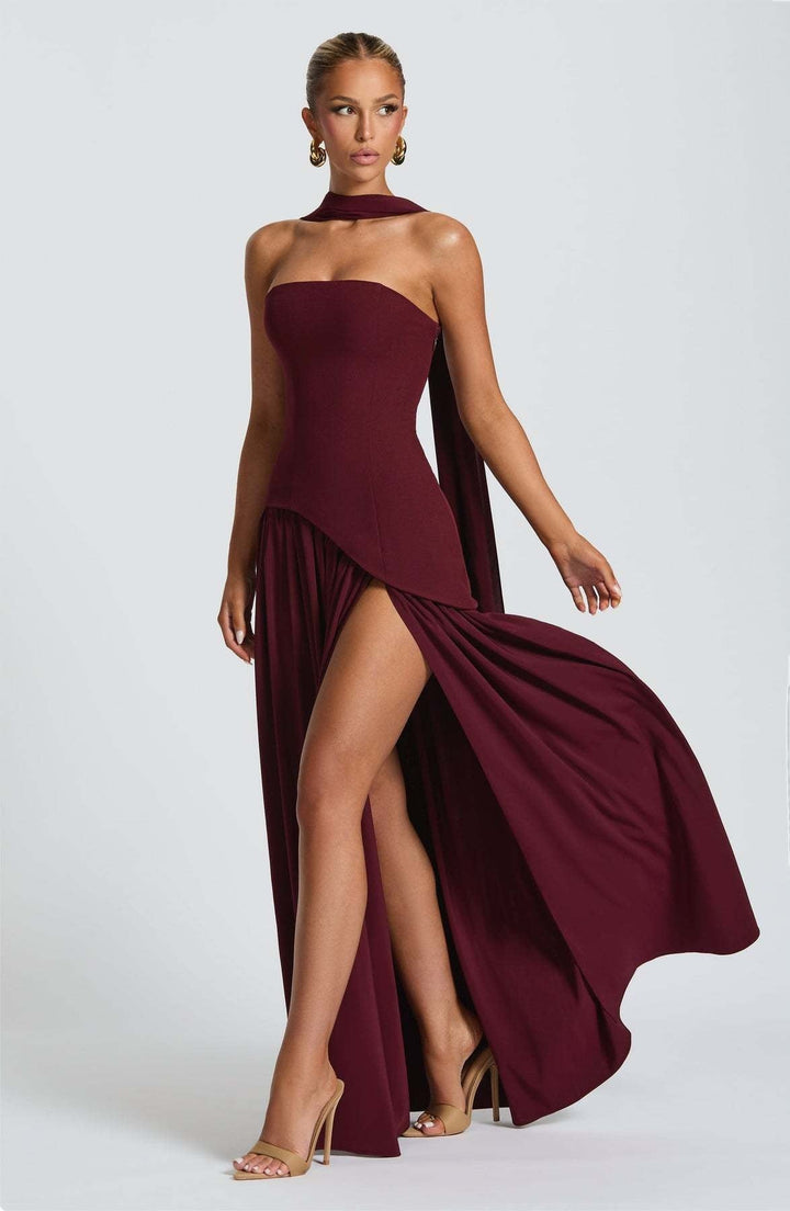 Lina | Strapless Maxi Dress with High Split