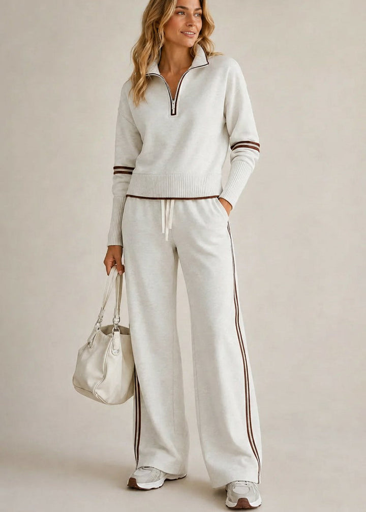 Kate | Half-Zip Jumper & Wide-Leg Trouser Set